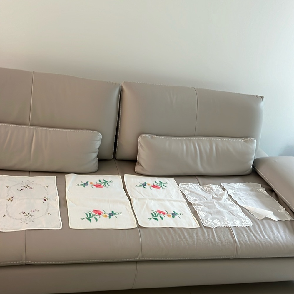 VINTAGE /ANTIQUE Linen organza Bundle for silver trays.